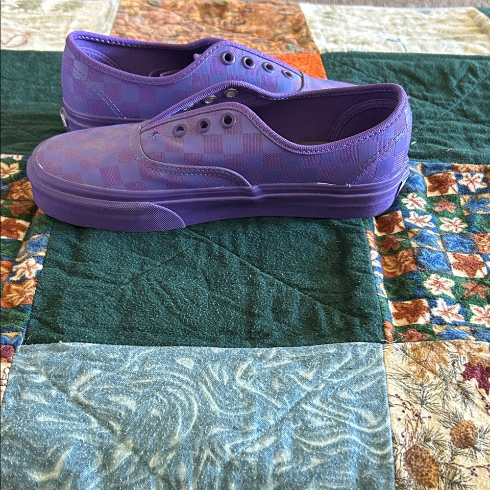 Vans Purple Checkerboard Slip-On Style Sneakers - Picture 4 of 7
